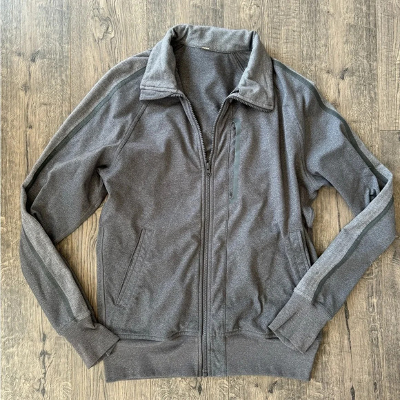 Lululemon Men’s Grey Herringbone Zip Up Jacket - Picture 1 of 6